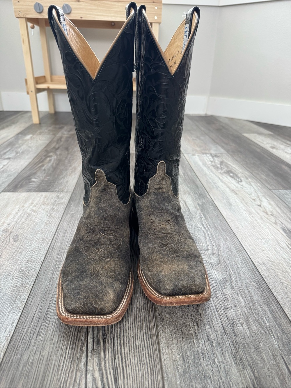 Anderson Bean Feral Sow with tooled shafts 10D cowboy boots
